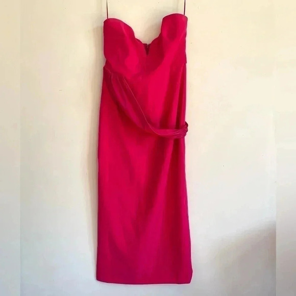 Bardot Lorella Midi Dress Candy Pink Formal One Shoulder Side Slit Size 8 Large - Picture 4 of 13